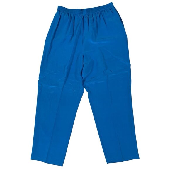 City Silk Vibrant Blue 100% Silk Tapered Leg Pull On Pants Loungewear XL - Picture 1 of 3